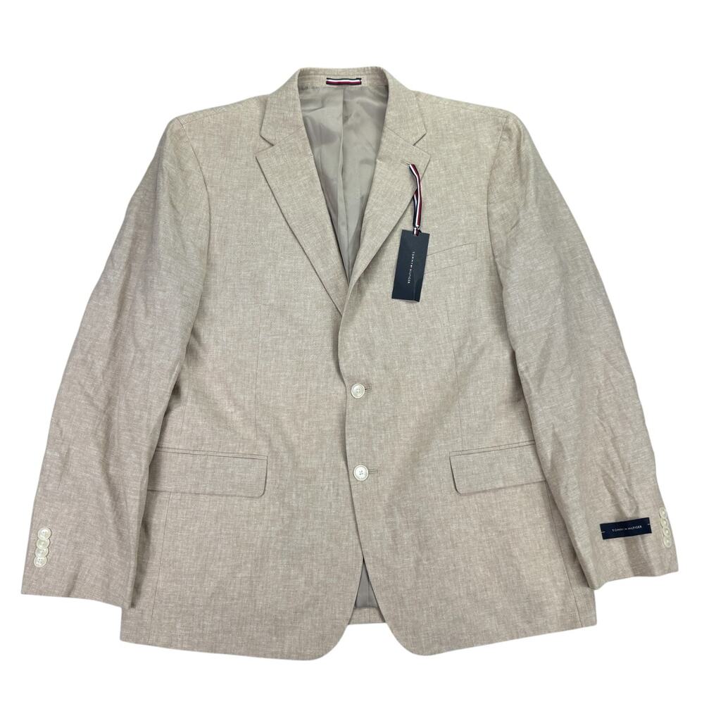 Tommy Hilfiger Mens Conrad Modern Fit Linen Blend Sport Coat Tan 46R